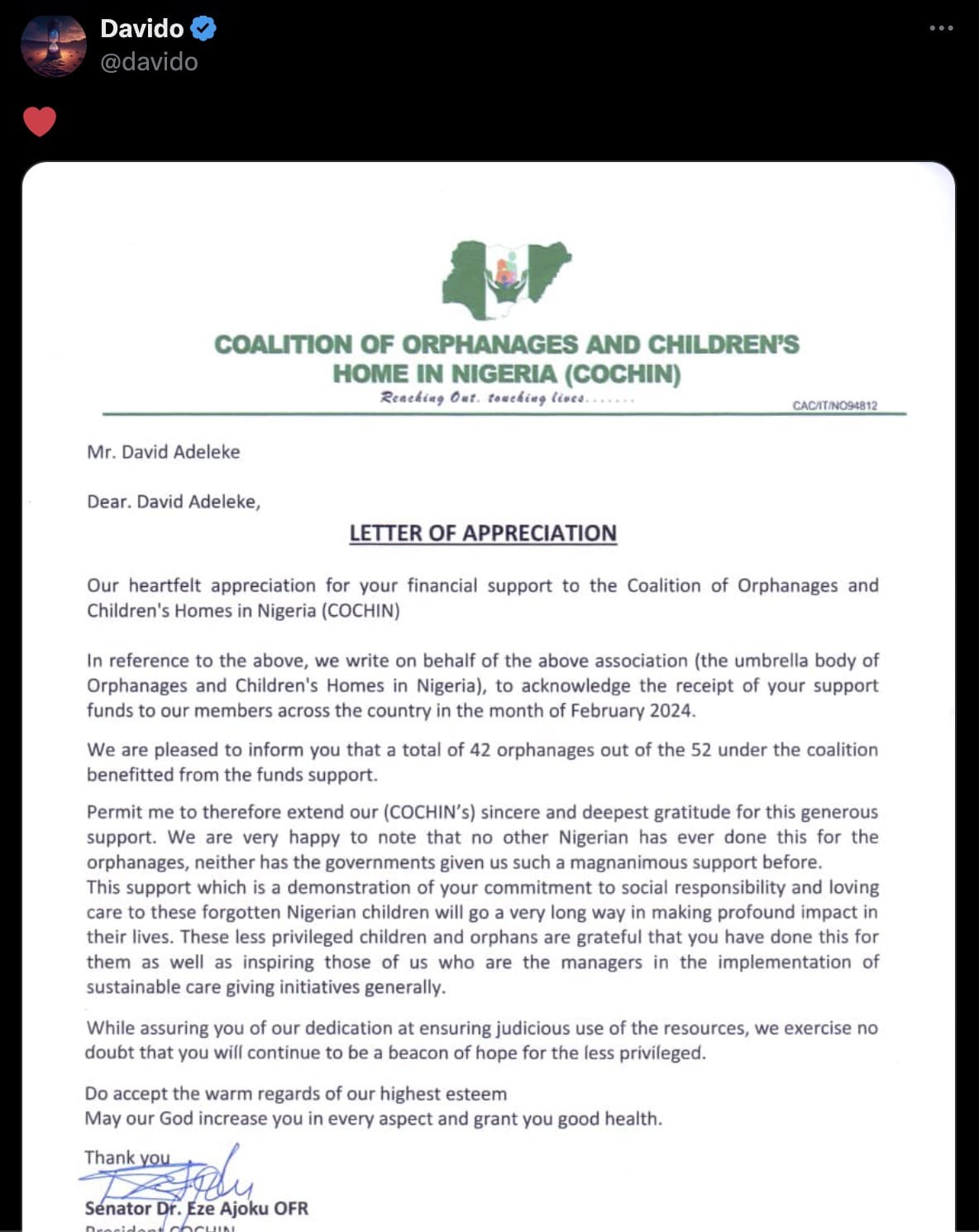 Davido blasted over charity donation update amid fans' loss to $Davido coin